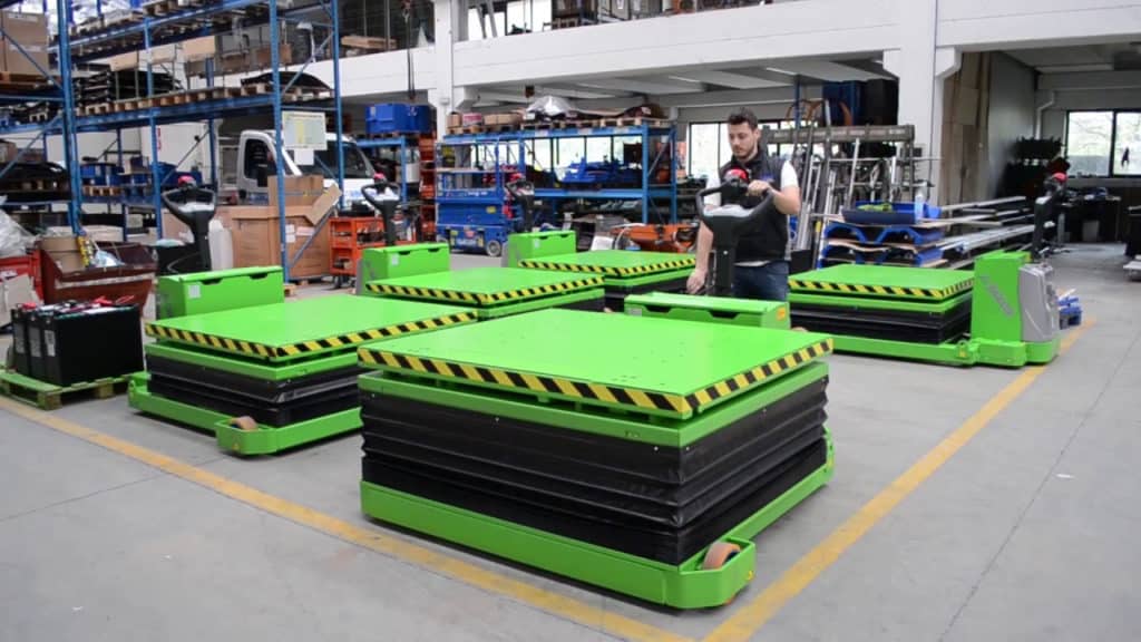 Powered scissor lift tables